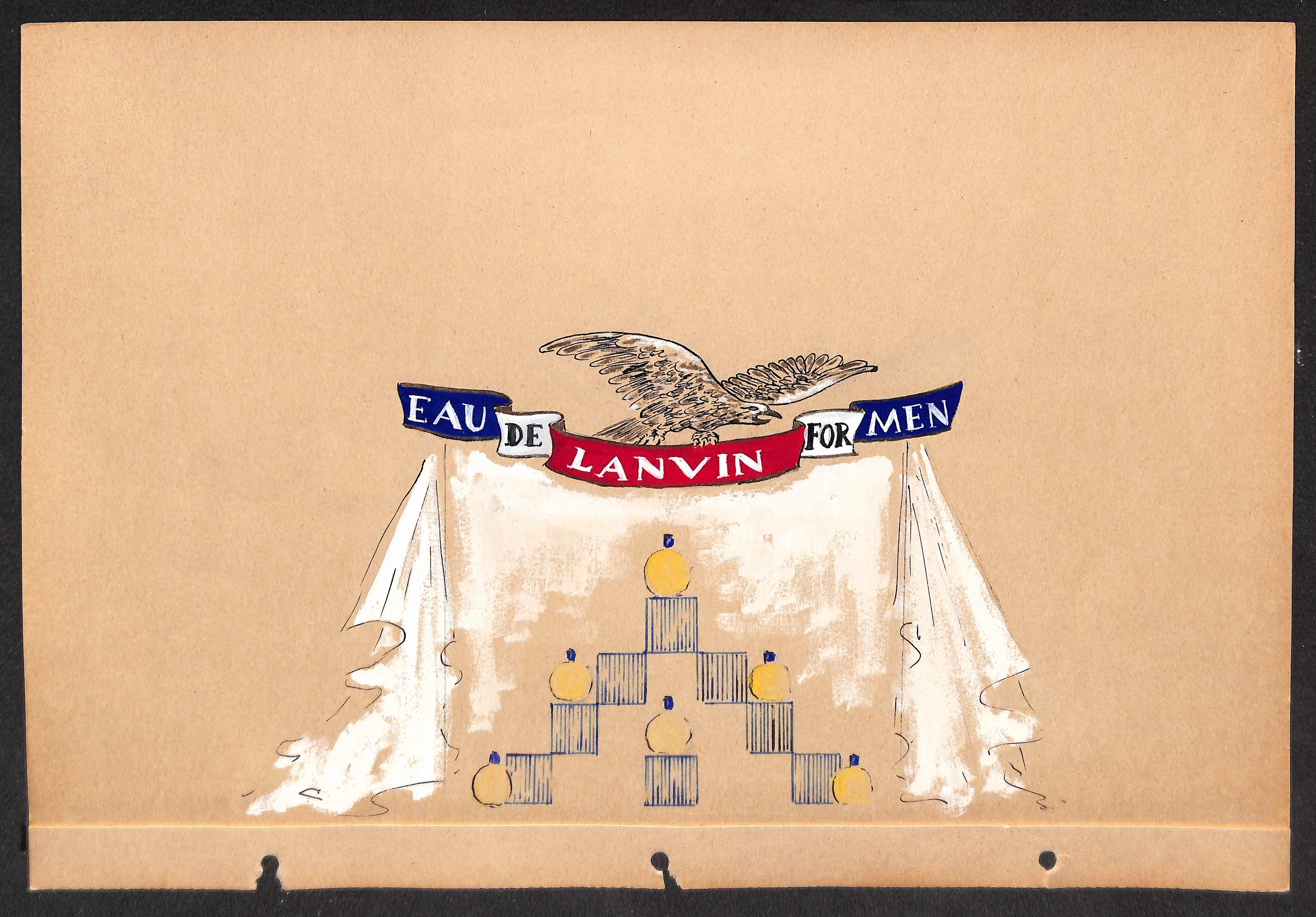 Alexander Warren Montel Figurative Art - "Lanvin Of Paris Original c1950s Advertising Watercolor Artwork"