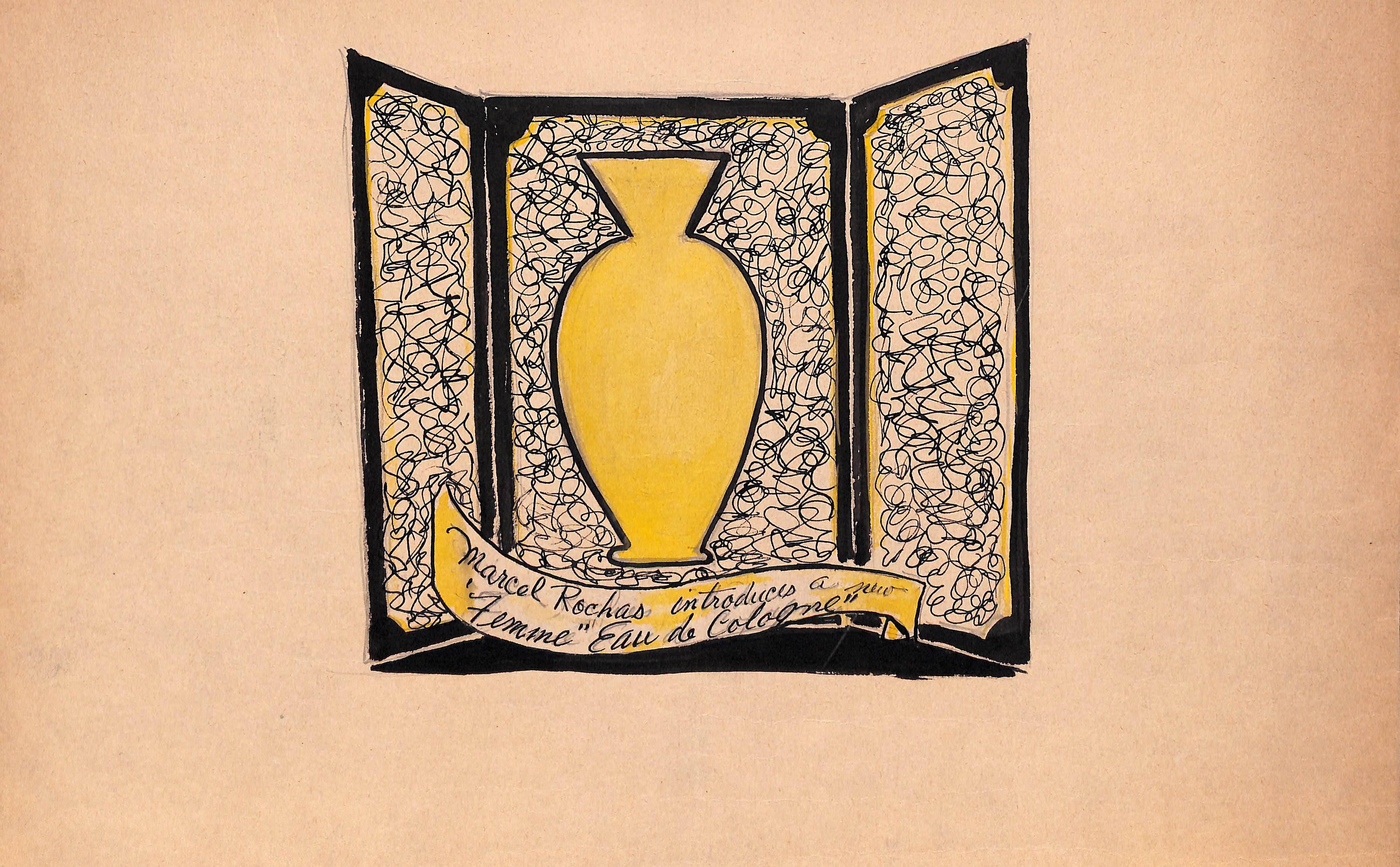 Lanvin Of Paris, opera d'arte ad acquerello pubblicitaria originale del 1950 circa