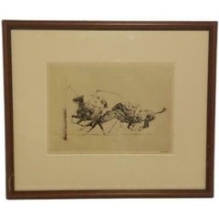 "International Polo Argentina vs USA" 1928 Drypoint BROWN, Paul Desmond (SIGNED)