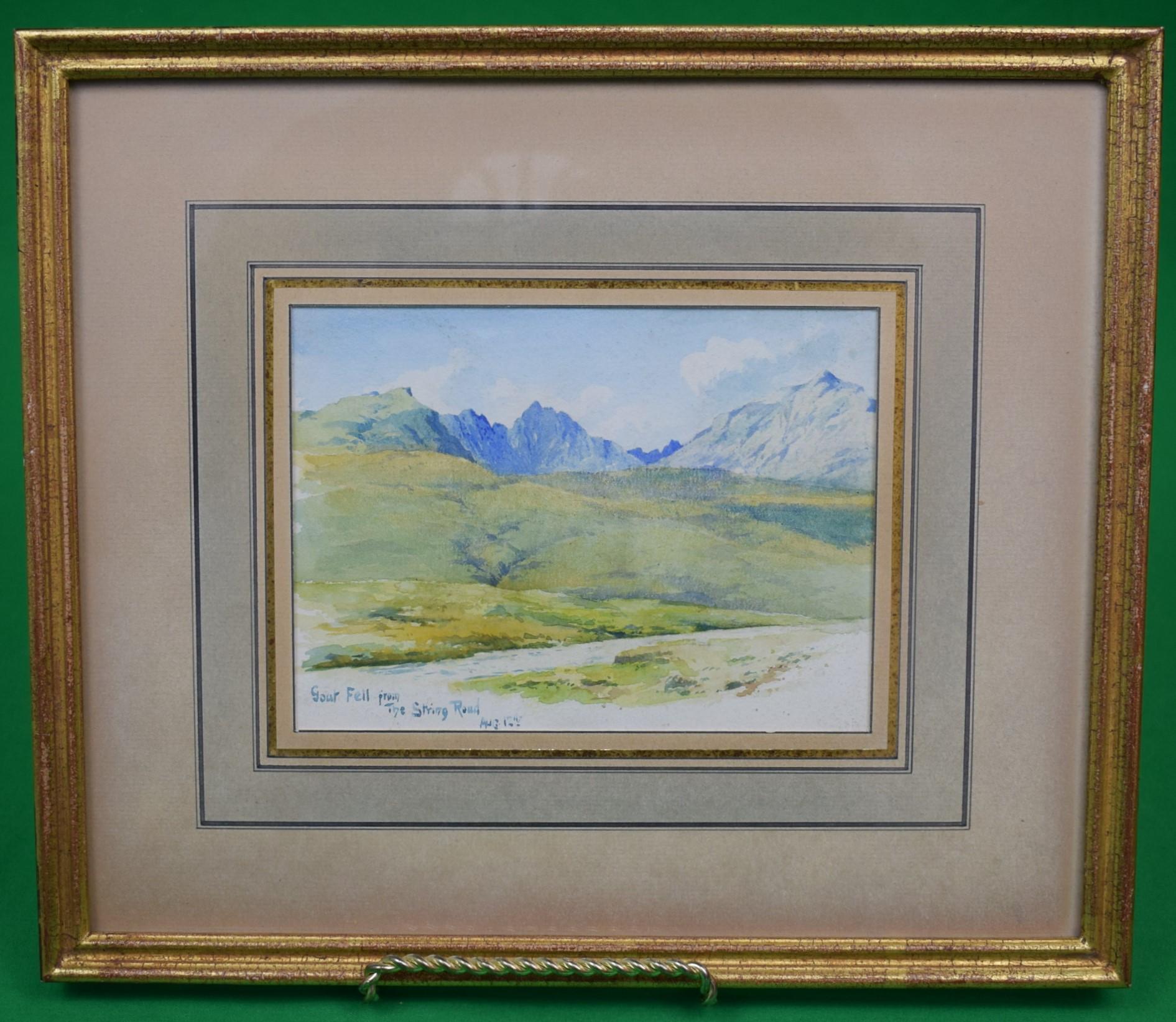 Unknown Landscape Art – „Goat Fell From The Spring Road Aug. 12th Scottish Landscape Aquarell-Aquarell aus Ziegenleder“