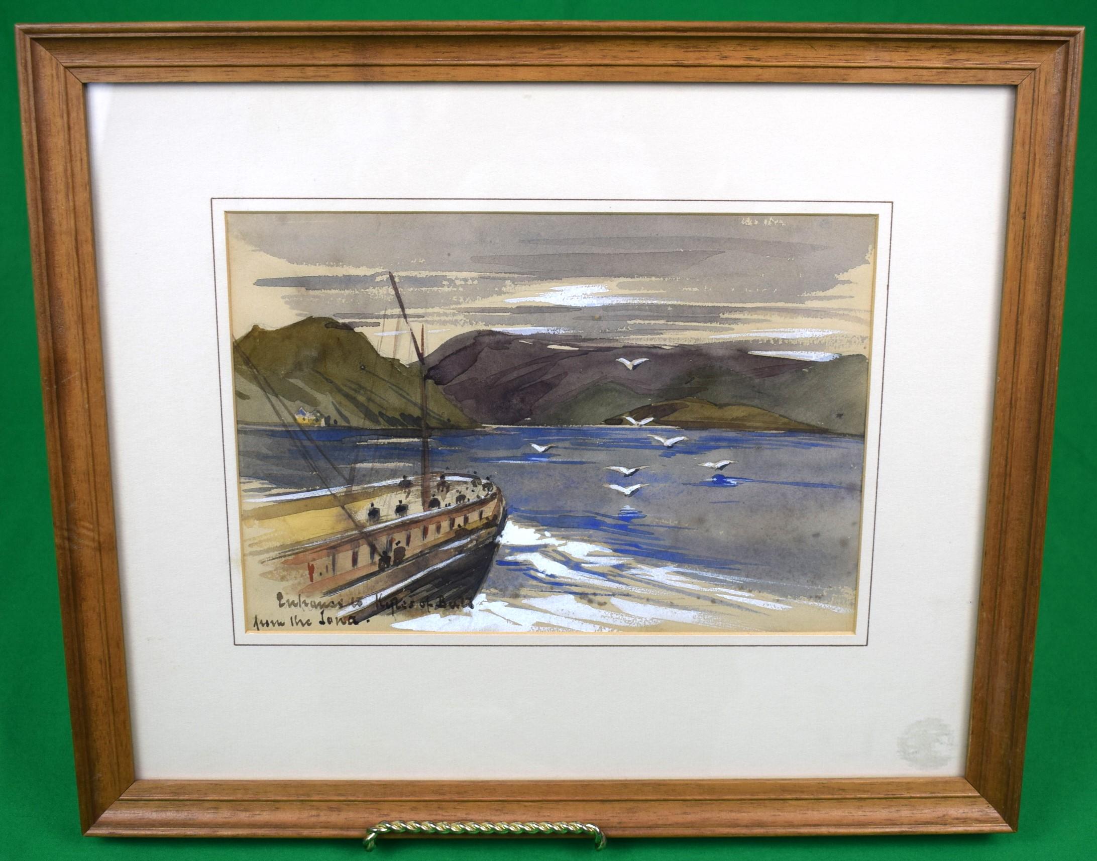 Unknown Landscape Art - "Entrance To The Kyles Of Bute, From The Iona Steamer" Watercolour