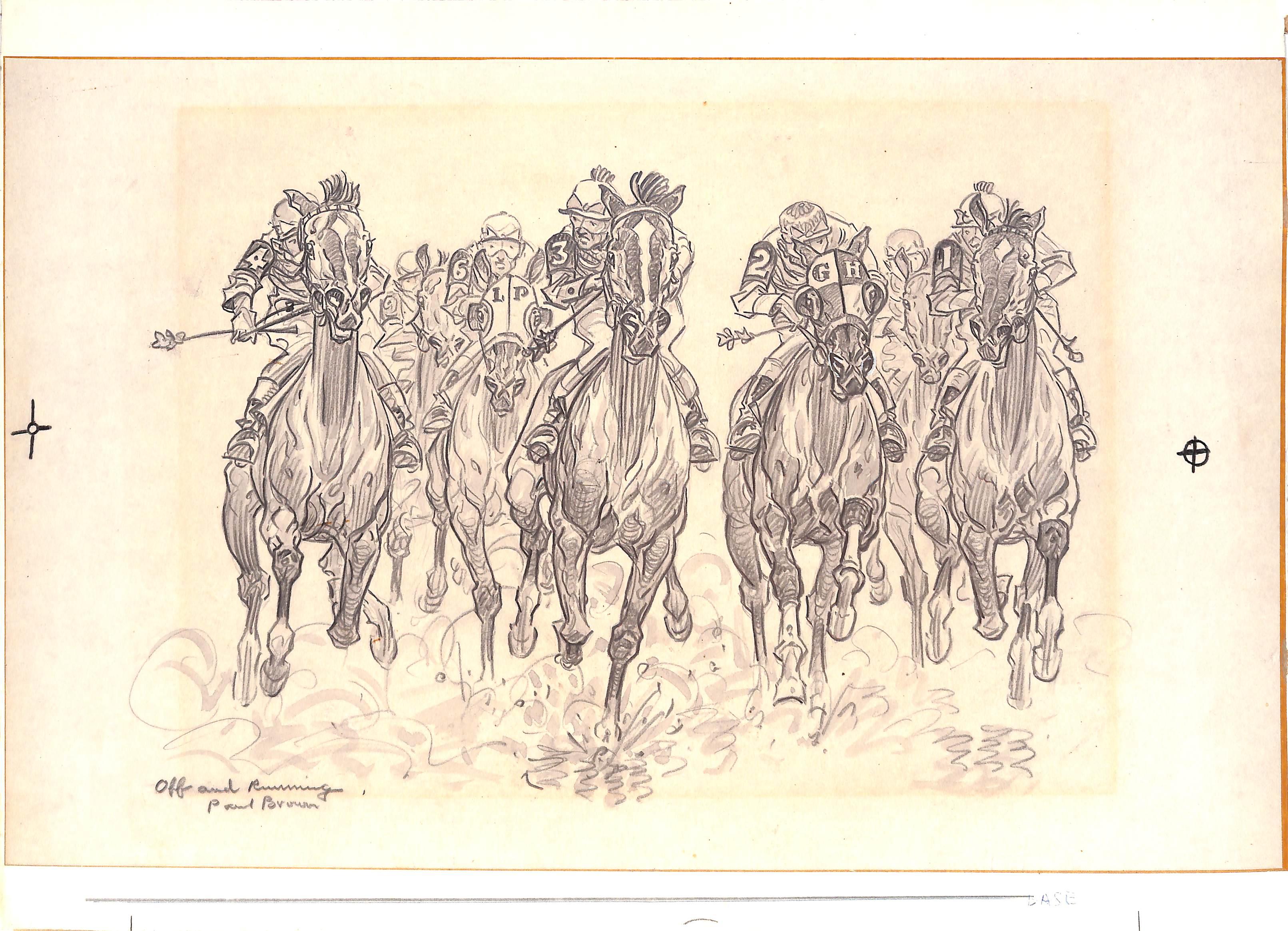 pencil sketches of horses running