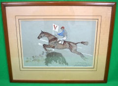 "Forbra w/ Gerald Hardy Up-Valentines 2nd Time Grand National '34 Watercolor" 