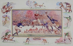 Vintage "The Pass-Football Watercolor" by Paul Brown (1893-1958)