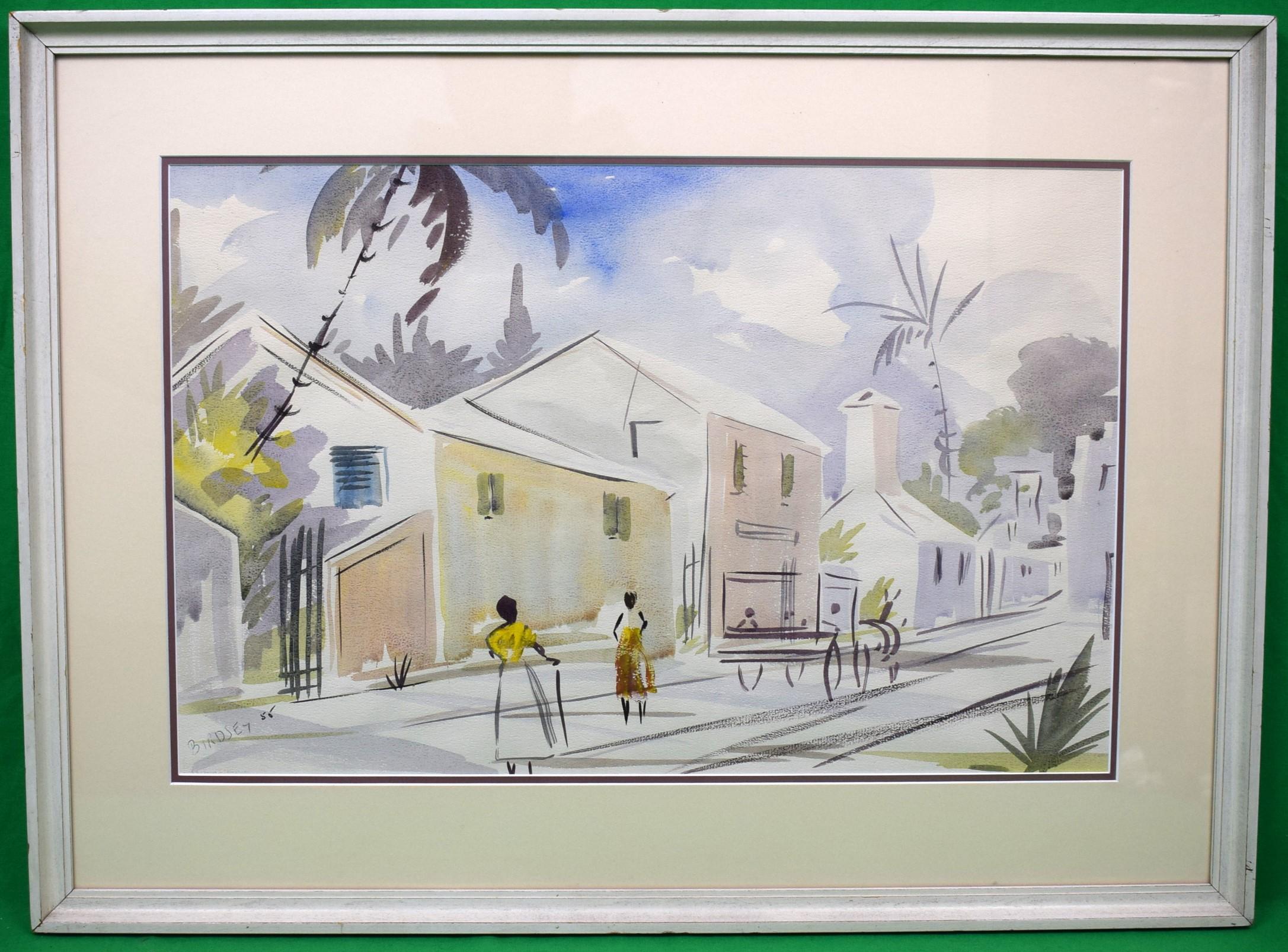 Dimensioni dell'arte: 12 "H. x 18 3/4 "L.

Dimensioni della cornice: 18 1/4" H. x 24 3/4" L.

Alfred Birdsey (1912 - 1996) è stato attivo/ha vissuto alle Bermuda.  
Alfred Birdsey è noto per la pittura di paesaggi ad acquerello, scene marine e di