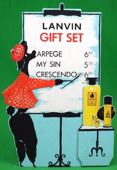 "Lanvin Paris Gift Set Arpege/ My Sin/ Crescendo w/ Black Poodle 3-D Advert Sign