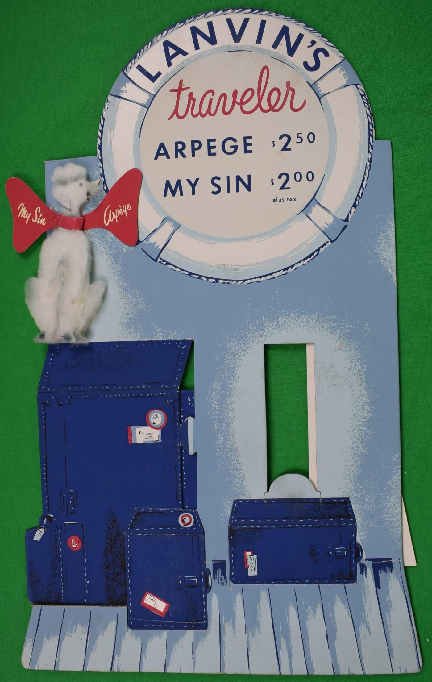 'Lanvin's Paris Traveler Arpege/ My Sin c1950s Advert Sign w/ White Poodle" - Art by Alexander Warren Montel