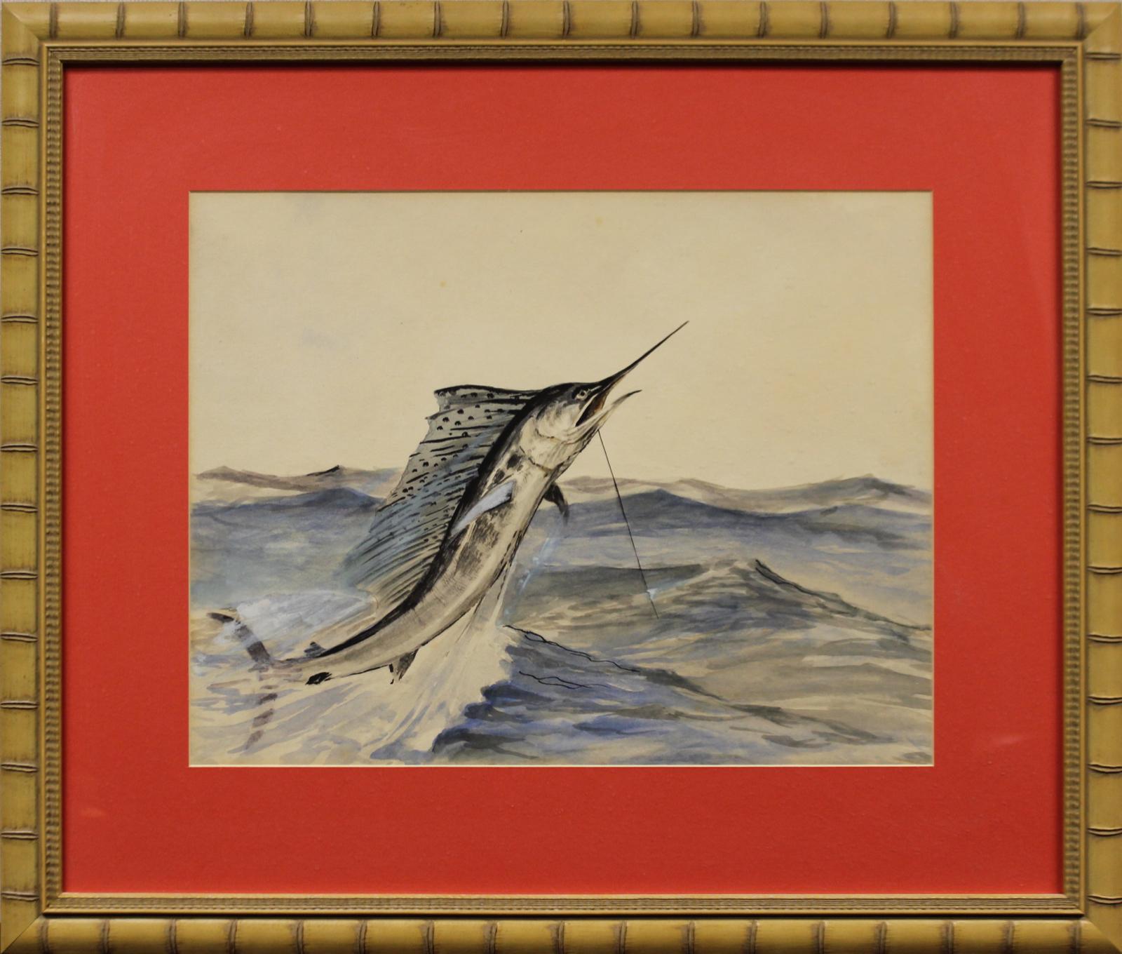 "Leaping Swordfish Watercolor" - Art by Unknown
