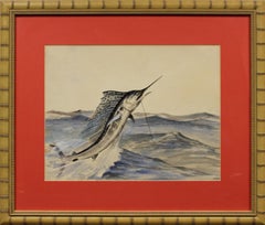 Vintage "Leaping Swordfish Watercolor"