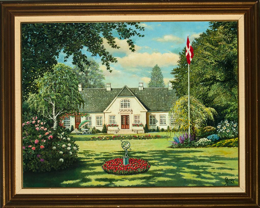 Danish Country Estate Oil On Canvas - Art by Unknown