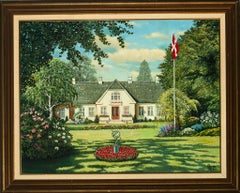 Danish Country Estate Oil On Canvas
