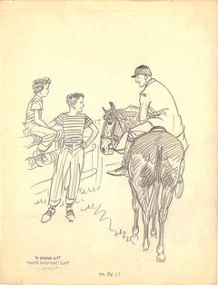 Original-Bleistiftzeichnung von 1944 aus Hi, Guy! Das Cinderella-Pferd von Paul Brown, 9