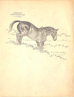Original-Bleistiftzeichnung von 1944 aus Hi, Guy! Das Cinderella-Pferd von Paul Brown, 18