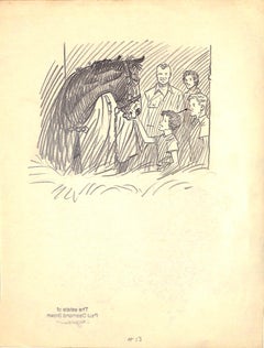 Original-Bleistiftzeichnung von 1944 aus Hi, Guy! Das Cinderella-Pferd von Paul Brown, 20
