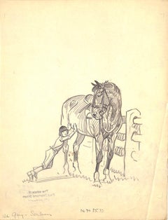 Original-Bleistiftzeichnung von 1944 aus Hi, Guy! Das Cinderella-Pferd von Paul Brown 26