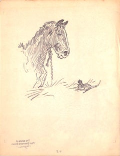 Original-Bleistiftzeichnung von 1944 aus Hi, Guy! Das Cinderella-Pferd von Paul Brown, 31