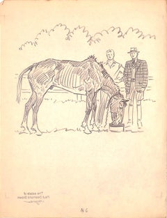 Retro Original 1944 Pencil Drawing From Hi, Guy! The Cinderella Horse By Paul Brown 32