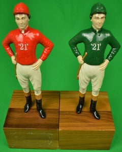 Vintage Pair x "21" Club Red/ Green Jockey Bookends