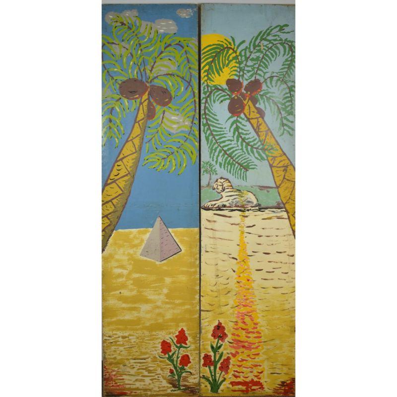 "Pair x Puppeteer Hand-Painted Palm Tree Reversing To Pink Bunny Top Hat Panels"