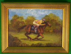 Vintage Misia Broadhead Steeplechase Oil on Canvas 1996 