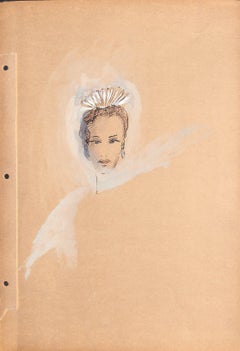 Vintage "Lanvin Paris Model's Headdress c1950s Advertising Artwork"