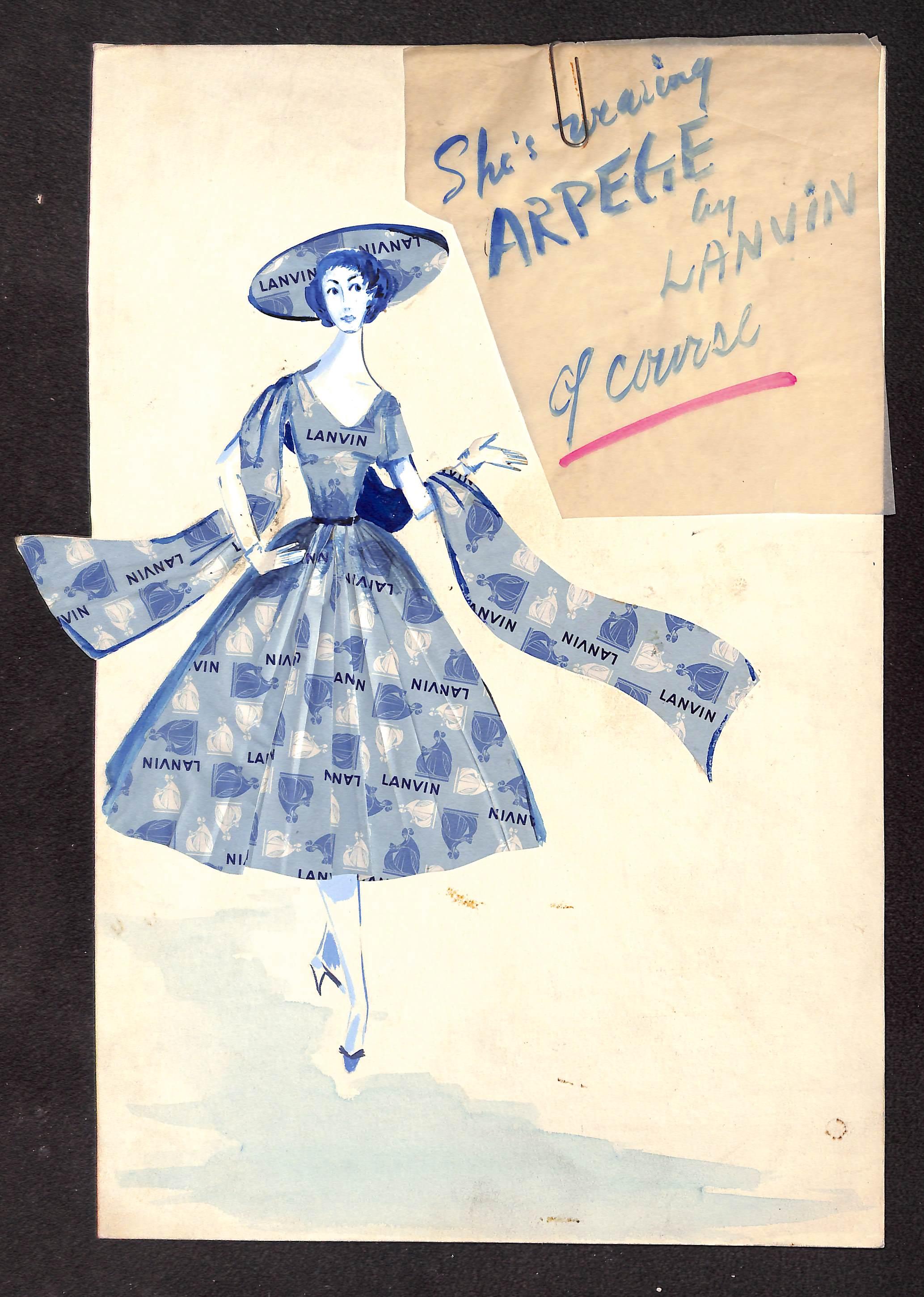 „Sies Wearing Arpege“ von Lanvin Of Course, Werbegrafik, ca. 1950er Jahre – Art von Alexander Warren Montel
