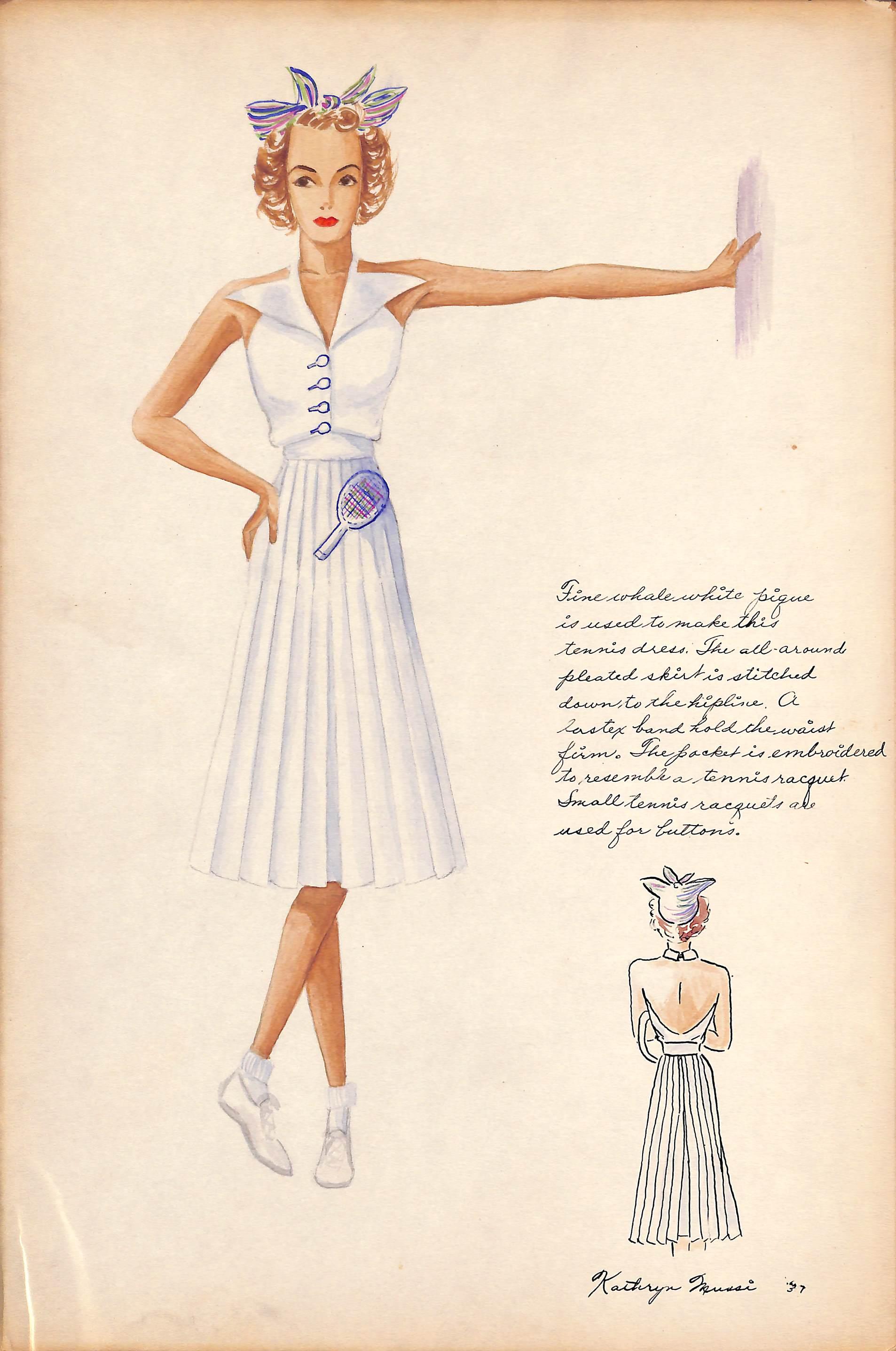 Modell Sporting c1937 Tennisbekleidung – Art von Kathryn Mussi