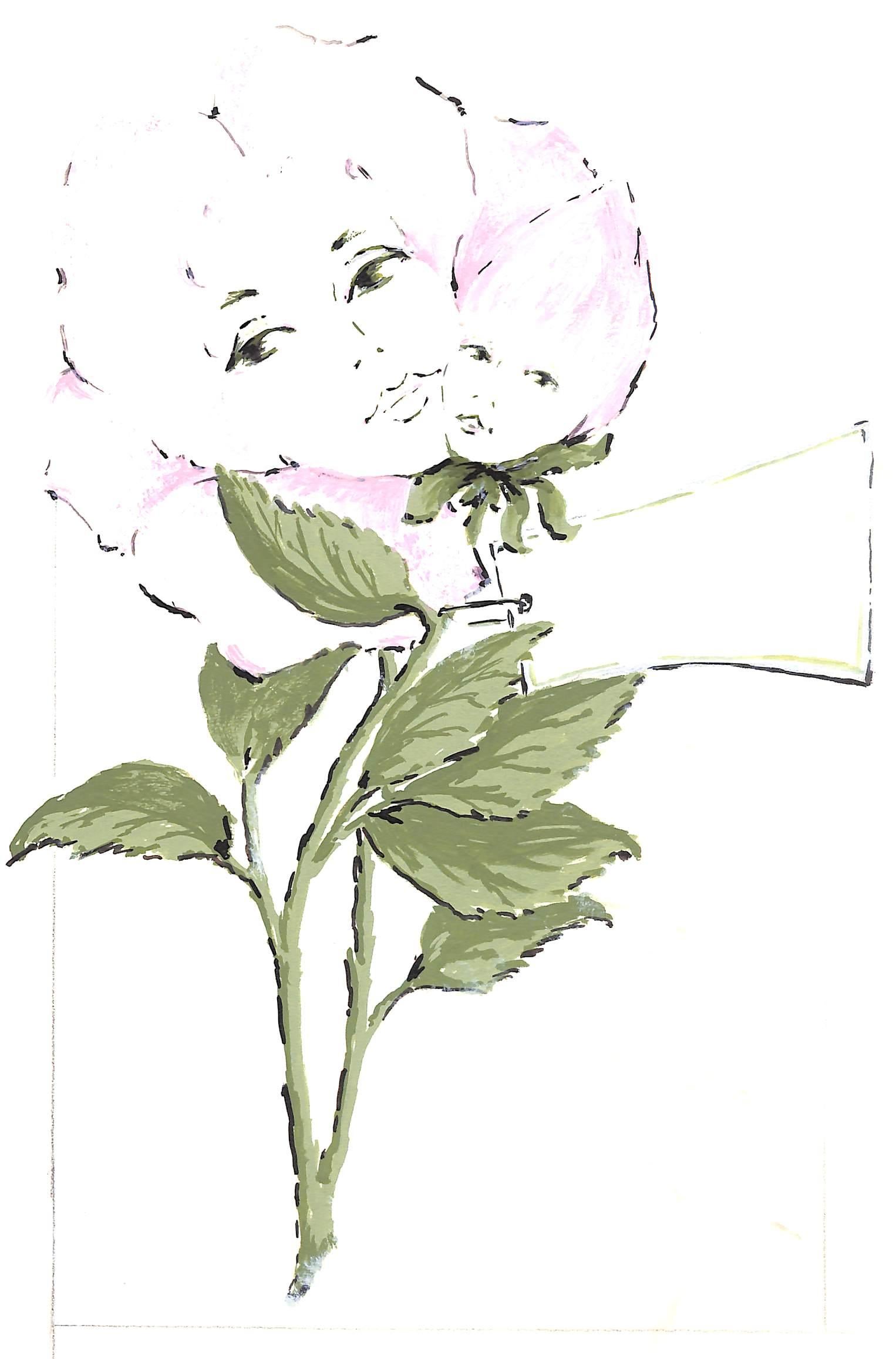 "Lanvin Paris Pink Lady boccioli di fiori c1950, opera d'arte pubblicitaria" - Art di Alexander Warren Montel