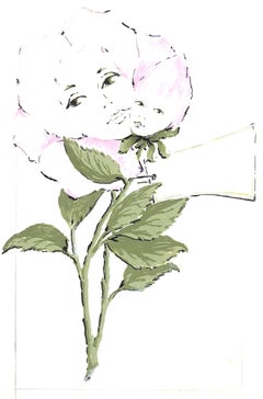 "Lanvin Paris Pink Lady Flower Buds c1950s Advertising Artwork"