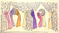 "Lanvin Paris Evening Gloves c1950s Advertising Watercolor Artwork"