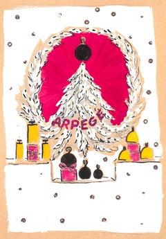 Vintage "Lanvin Paris Arpege Perfume Christmas Tree c1950s Artwork"