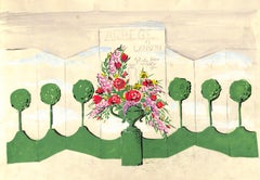 "Lanvin Paris Arpege Perfume Floral Topiary c1950s Artwork"