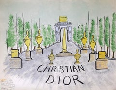 „Christian Dior ca. 1950er Jahre Original Werbe-Kunstwerk“