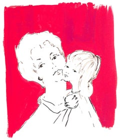 "Lanvin Paris Mother & Daughter c1950s Artwork"