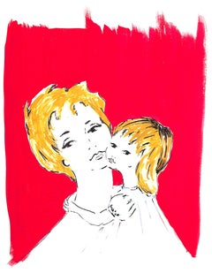 "Lanvin Paris Mother & Daughter c1950's Artwork"