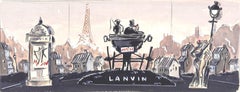 Vintage "Lanvin Paris Arpege/ My Sin Perfume Evening Boulevard Scene c1950s Artwork"