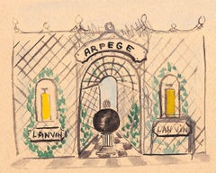 „Lanvin Paris Arpege Parfüm Spalier ca. 1950er Jahre Werbe-Kunstwerk