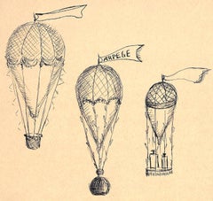 "Lanvin Paris Arpege Parfüm Flaschen mit Luftballons c1950s Kunstwerk"