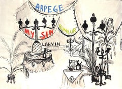"Lanvin Paris Arpege/ My Sinned/ Rumeur Perfume c1950s Artwork"