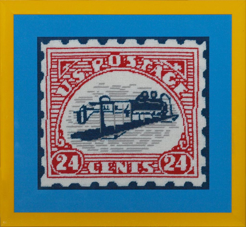 "Hand Needlepoint Inverted Jenny U.S. Postage 24C Stamp" - Art by Unknown