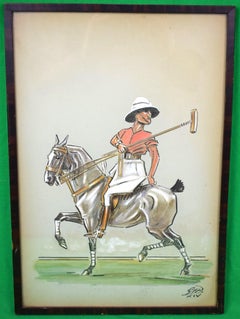 "Polo Player c1914 Gouache & Watercolour  by Godfrey Brennan"