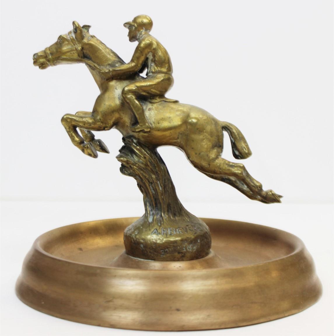 "Bronze Steeplechase c1920 Car Mascot by A Renevey Made in France"