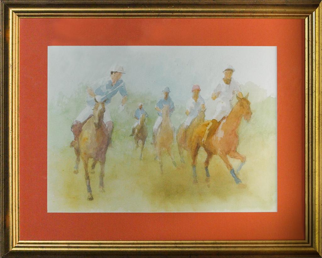 Watercolour, "Blue Team Advancing"

Art Sz: 11"H x 15"W

Frame Sz: 17"H x 21"W

Williamson Douglas attended Andover Academy and the University of North Carolina. He began painting in 1977, learning from the master portrait painter Joe Bowler, and