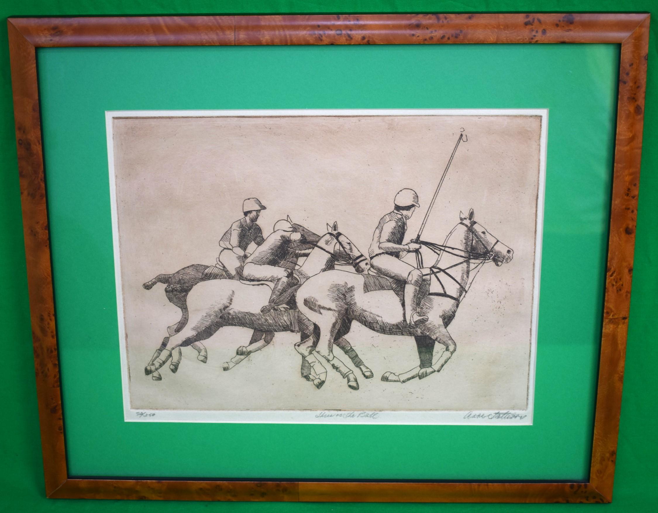 Three on The Ball c1930s Polo Drypoint #52/250 - Art by Unknown