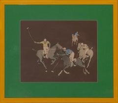 Polo Match des années 1930 Signé à la gouache (LL)