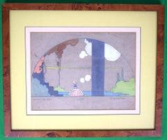 Pastellfarbenes Bühnenset „Design For A Fan“ von Cecil Beaton, 1923