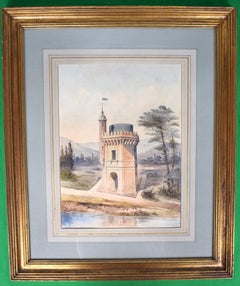 Antique Castle Folly 1859 Watercolour