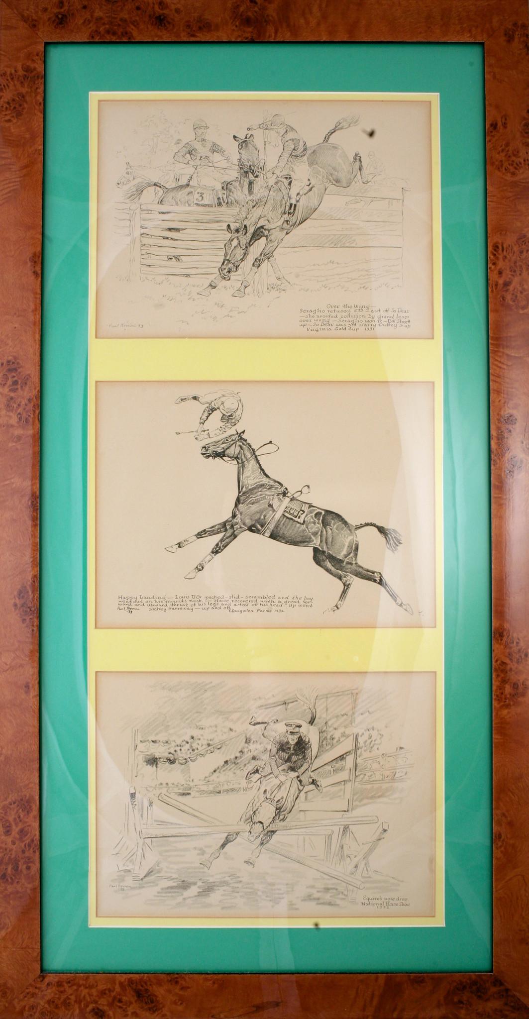 Virginia Gold Cup 1931/ Llangollen Farms & National Horse Show 1932 Triptych - Art by Paul Desmond Brown