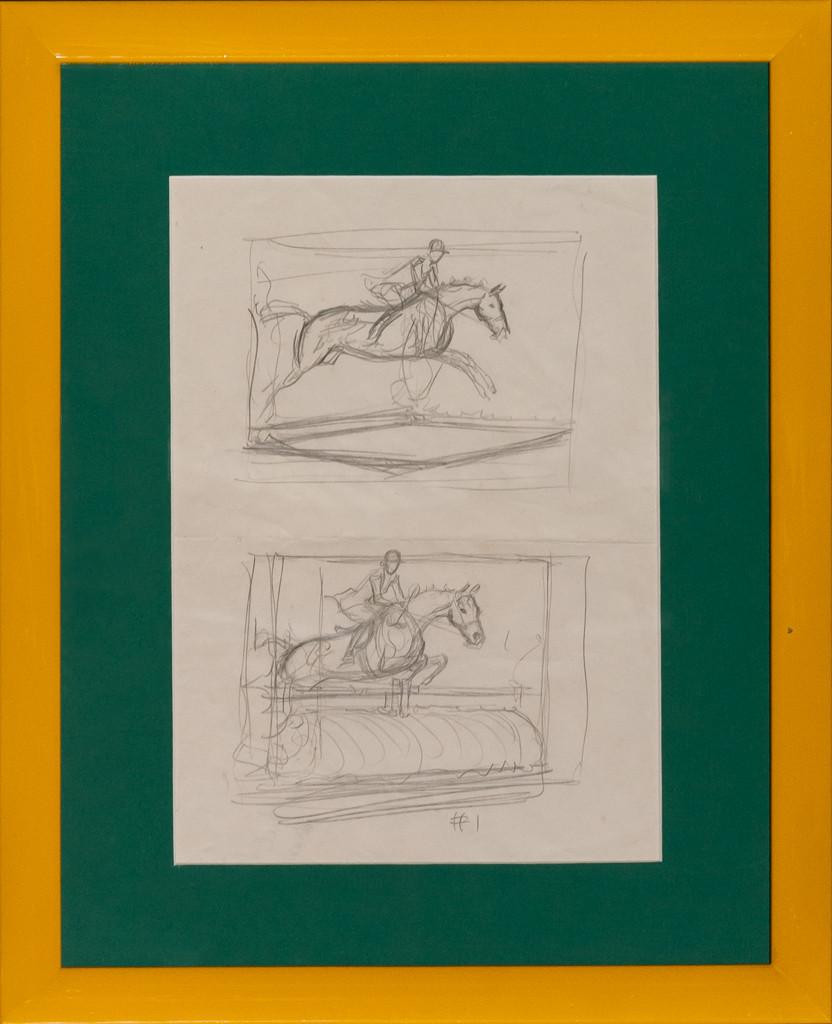 Two Pencil Sketches, Two Show Jumpers II

Art Sz: 10"H x 7"W

Frame Sz: 15"H x 12"W