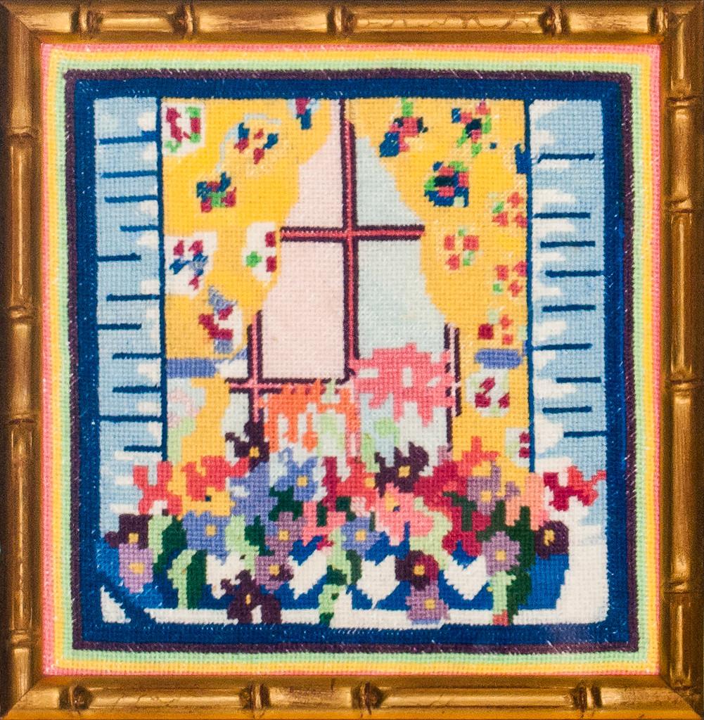 "Needlepoint Floral Windowbox" - Art by Unknown